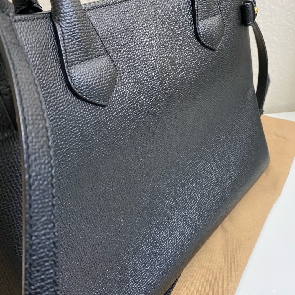 Burberry Medium Banner House Check Derby Leather Tote w/ Strap – Black RT 73504 - Picture 14 of 17
